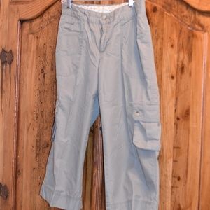 Grey Cropped Linen Cargo Pants by Columbia